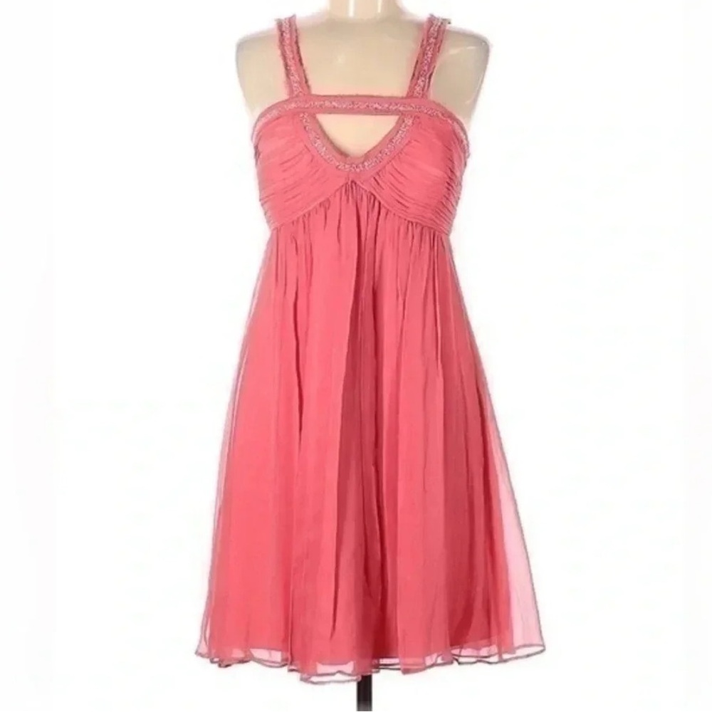 BCBGMAXAZRIA | 100% Silk Pink Chiffon NWOT Formal Sequin Dress Size 8